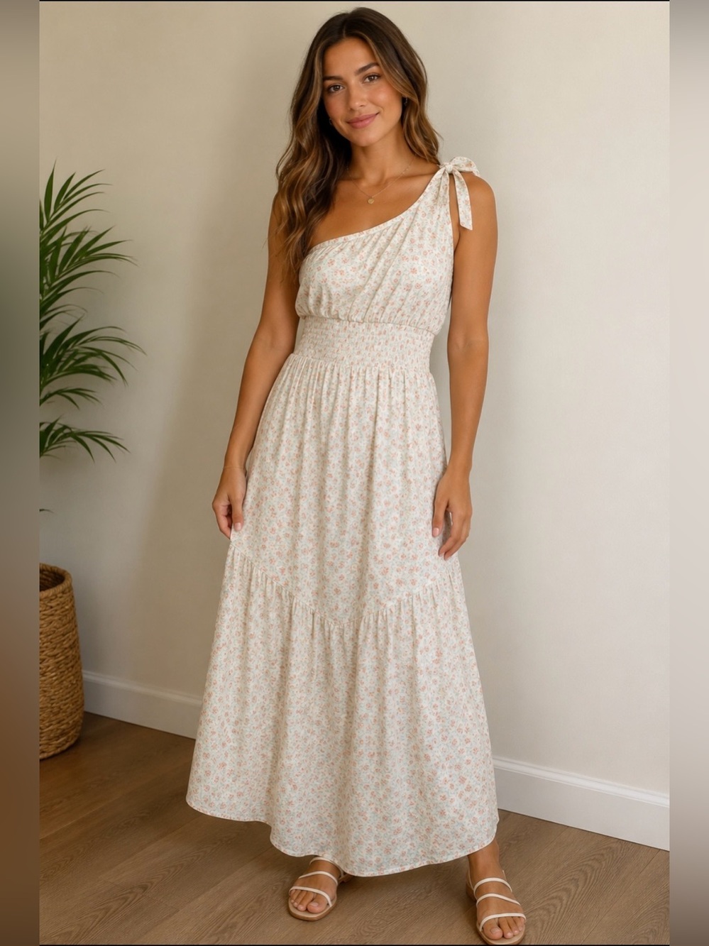 American Eagle Outfitters One Shoulder Floral Maxi Dress Size Small